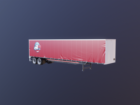 Curtain Semi-Trailer 3D Model