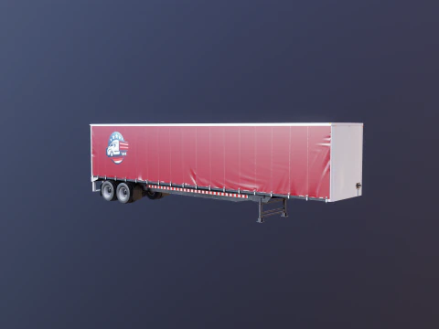Curtain Semi-Trailer 3D Model