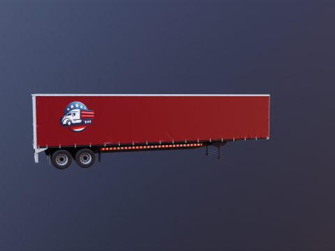 Curtain Semi-Trailer 3D Model