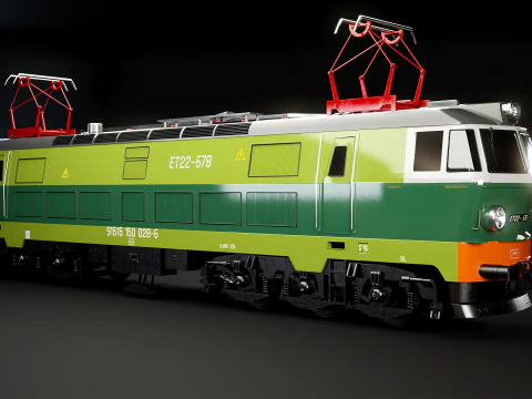 Electric Locomotive ET-22 Green 3D Model