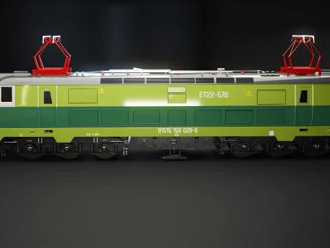 Electric Locomotive ET-22 Green 3D Model