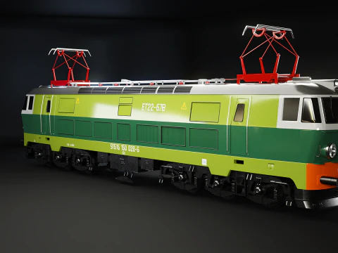 Electric Locomotive ET-22 Green 3D Model