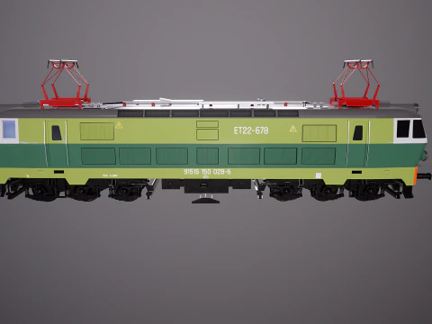 Electric Locomotive ET-22 Green 3D Model