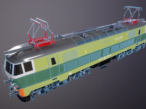 Electric Locomotive ET-22 Green 3D Model