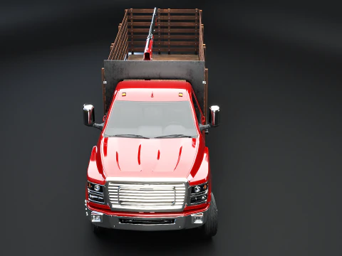 Full Size Truck with Stake Bed and Telescopic Crane 3D Model
