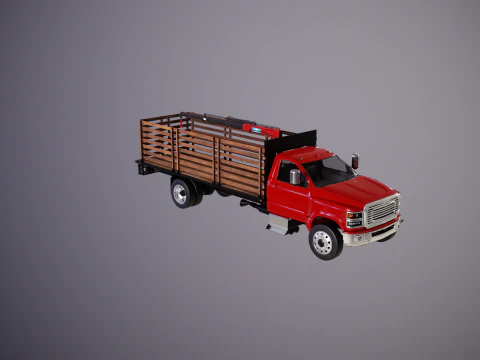 Full Size Truck with Stake Bed and Telescopic Crane 3D Model