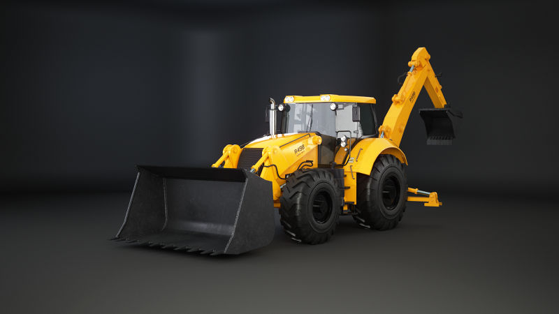 Backhoe Loader Besar Generik Model 3D .c4d .max .obj .3ds .fbx .stl .blend 