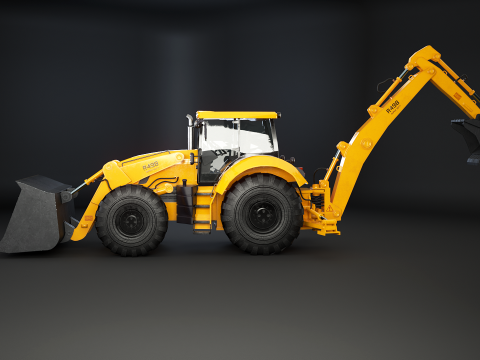 Backhoe Loader Besar Generik Model 3D