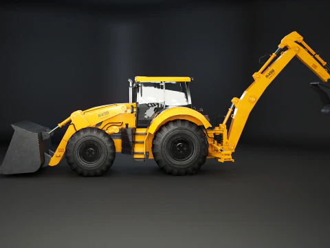 Backhoe Loader Besar Generik Model 3D