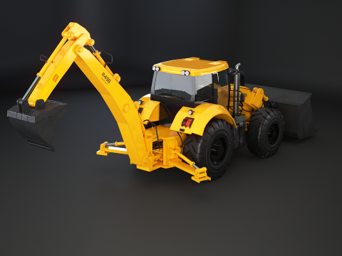 Backhoe Loader Besar Generik Model 3D