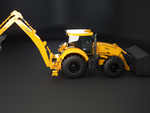 Backhoe Loader Besar Generik Model 3D