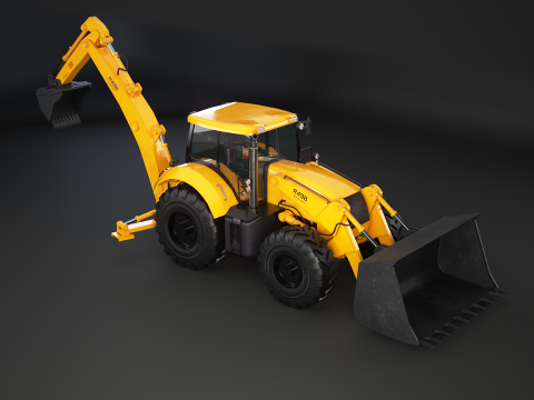 Backhoe Loader Besar Generik Model 3D
