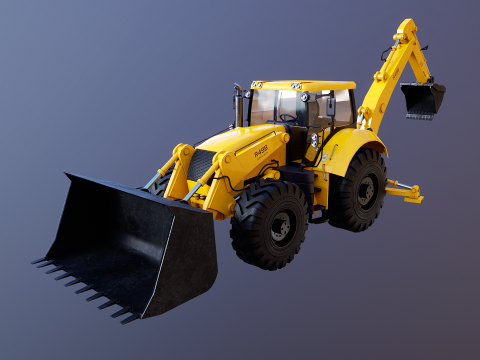 Backhoe Loader Besar Generik Model 3D