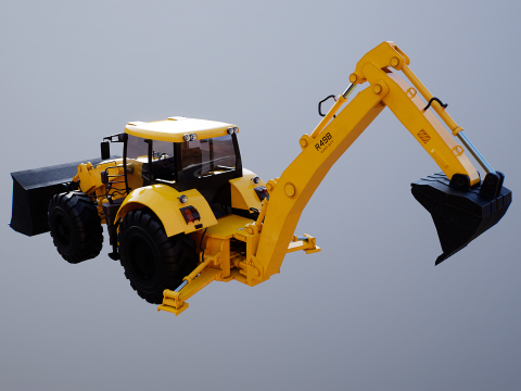 Backhoe Loader Besar Generik Model 3D