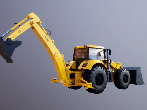 Backhoe Loader Besar Generik Model 3D