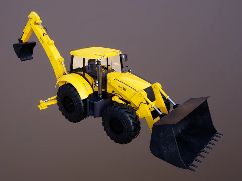 Backhoe Loader Besar Generik Model 3D