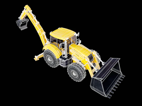 Backhoe Loader Besar Generik Model 3D