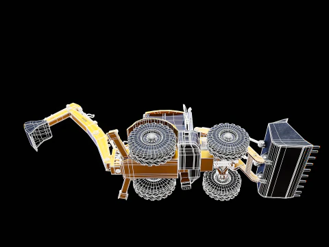 Backhoe Loader Besar Generik Model 3D