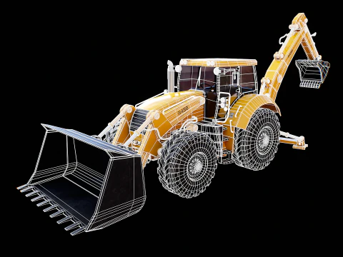 Backhoe Loader Besar Generik Model 3D
