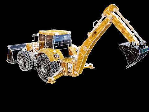 Backhoe Loader Besar Generik Model 3D