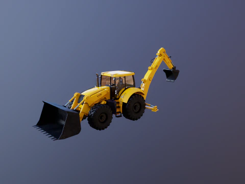 Backhoe Loader Besar Generik Model 3D