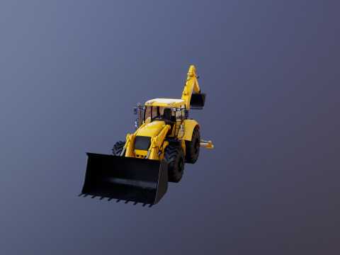 Backhoe Loader Besar Generik Model 3D