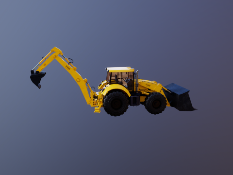 Backhoe Loader Besar Generik Model 3D