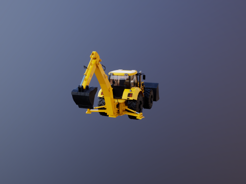 Backhoe Loader Besar Generik Model 3D