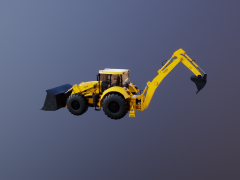 Backhoe Loader Besar Generik Model 3D