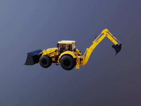 Backhoe Loader Besar Generik Model 3D