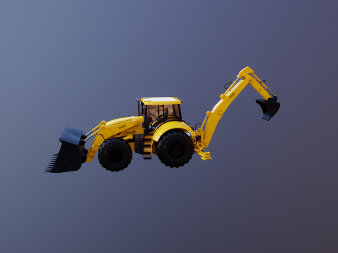 Backhoe Loader Besar Generik Model 3D