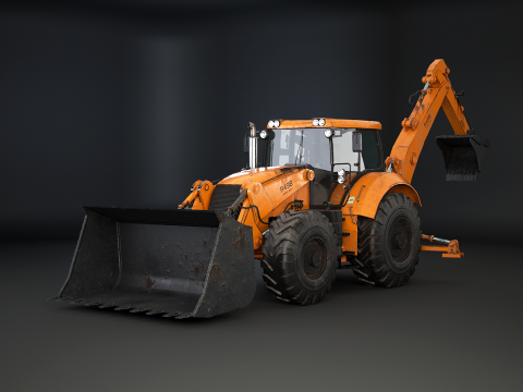 Универсальный большой экскаватор-погрузчик б/у 3D Модель