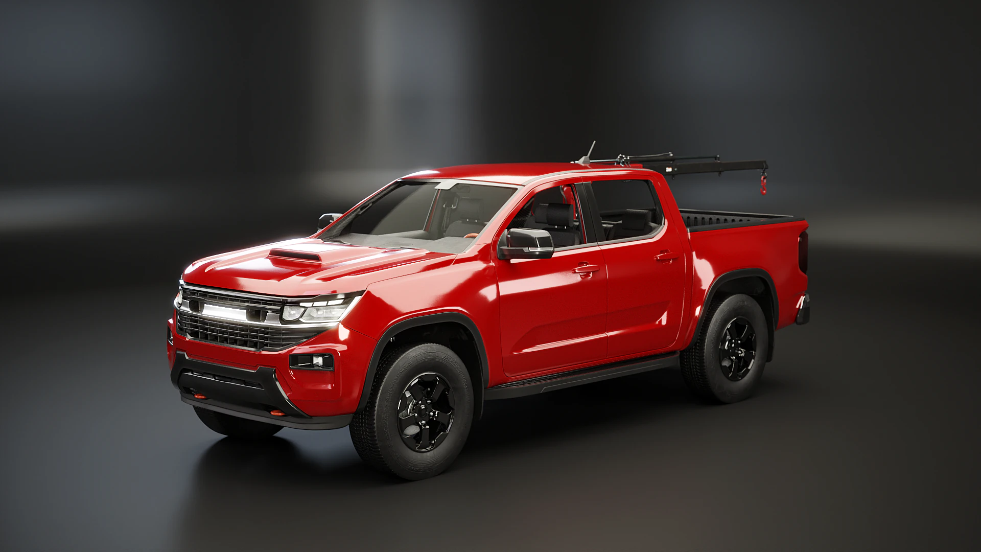 Generic Pickup Truck with Small Crane 3D Model .c4d .max .obj .3ds .fbx .stl .blend 