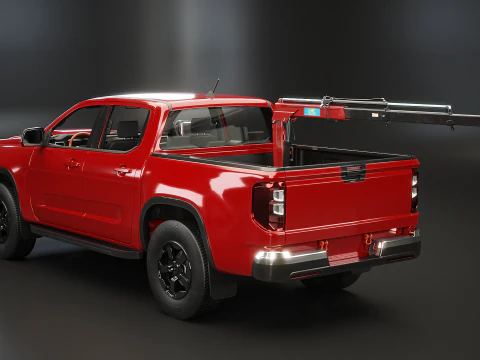 Generic Pickup Truck with Small Crane 3D Model