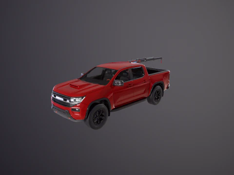 Generic Pickup Truck with Small Crane 3D Model