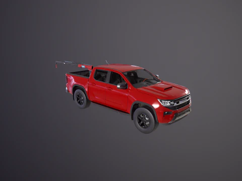 Generic Pickup Truck with Small Crane 3D Model