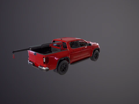 Generic Pickup Truck with Small Crane 3D Model
