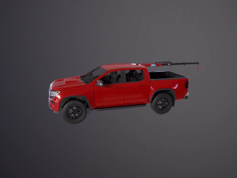 Generic Pickup Truck with Small Crane 3D Model