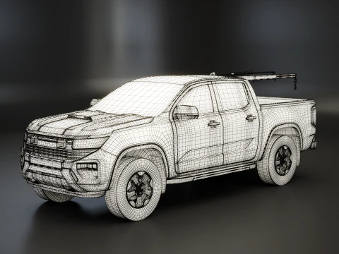 Generic Pickup Truck with Small Crane 3D Model