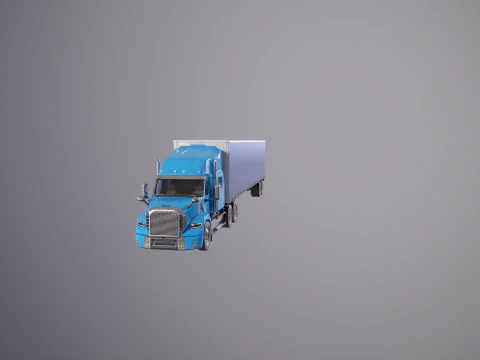 Generic Semi Truck Sleeper Cab with Curtain Trailer 3D Model