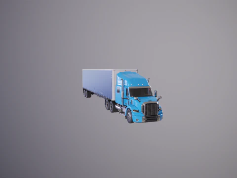 Generic Semi Truck Sleeper Cab with Curtain Trailer 3D Model
