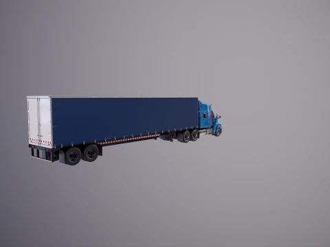 Generic Semi Truck Sleeper Cab with Curtain Trailer 3D Model
