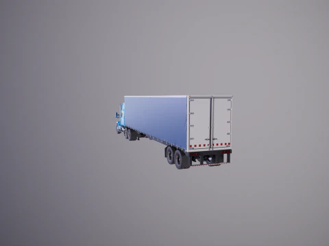Generic Semi Truck Sleeper Cab with Curtain Trailer 3D Model