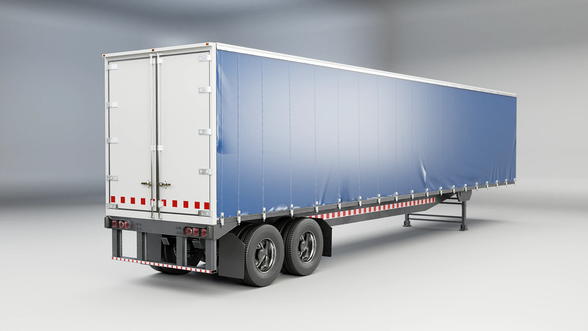 US Curtain Trailer 3D Model .c4d .max .obj .3ds .fbx .stl .blend 