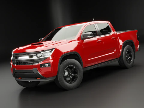 Стандартний пікап із малим краном і причепом 3D Модель