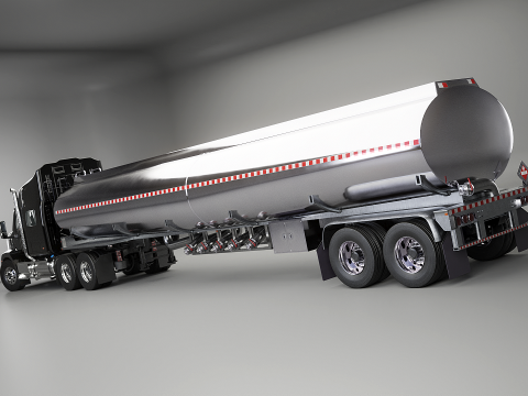 Semi-camion generico con cuccetta e rimorchio cisterna Modello 3D