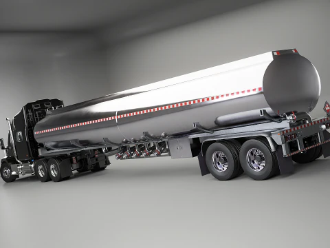 Generic Semi Truck Sleeper with Tanker Trailer 3D Model