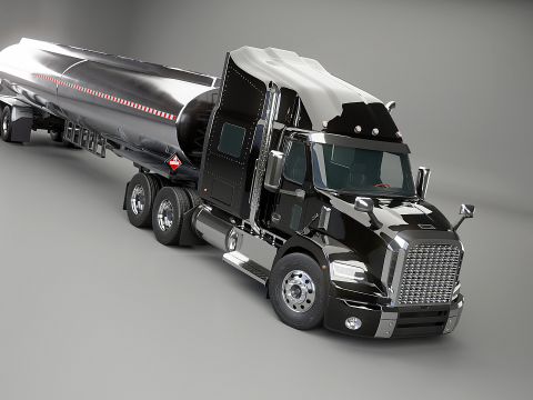 Semi-camion generico con cuccetta e rimorchio cisterna Modello 3D