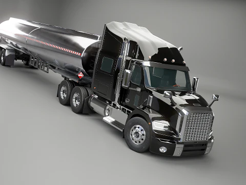 Generic Semi Truck Sleeper with Tanker Trailer 3D Model