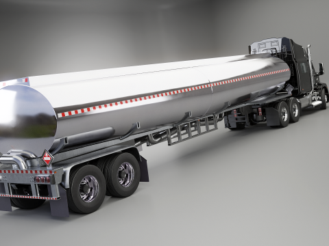 Semi-camion generico con cuccetta e rimorchio cisterna Modello 3D
